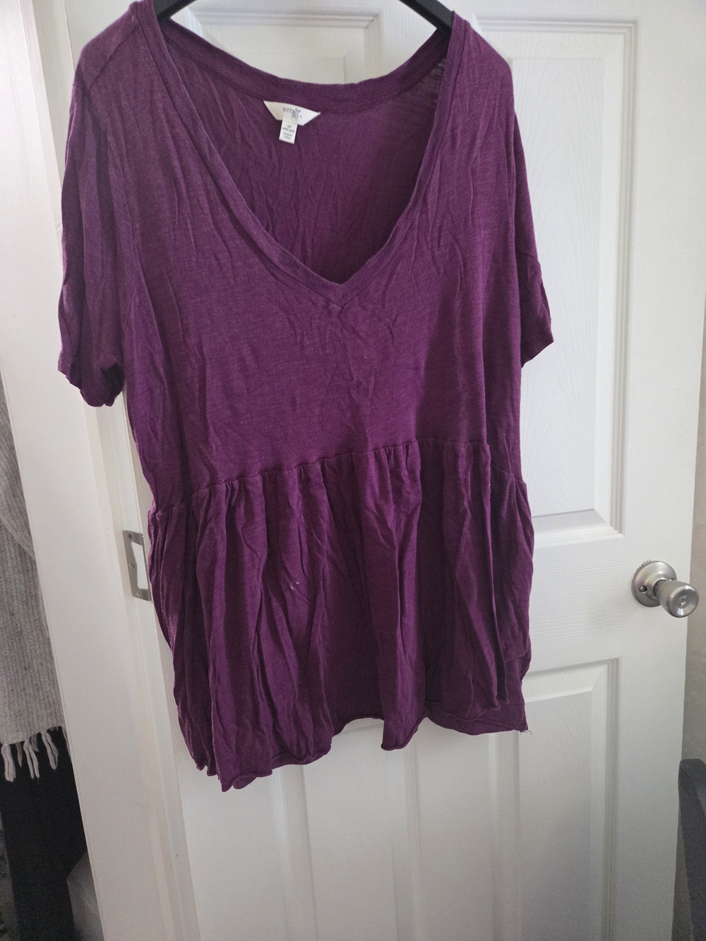 Purple V-Neck Peplum Women’s Top